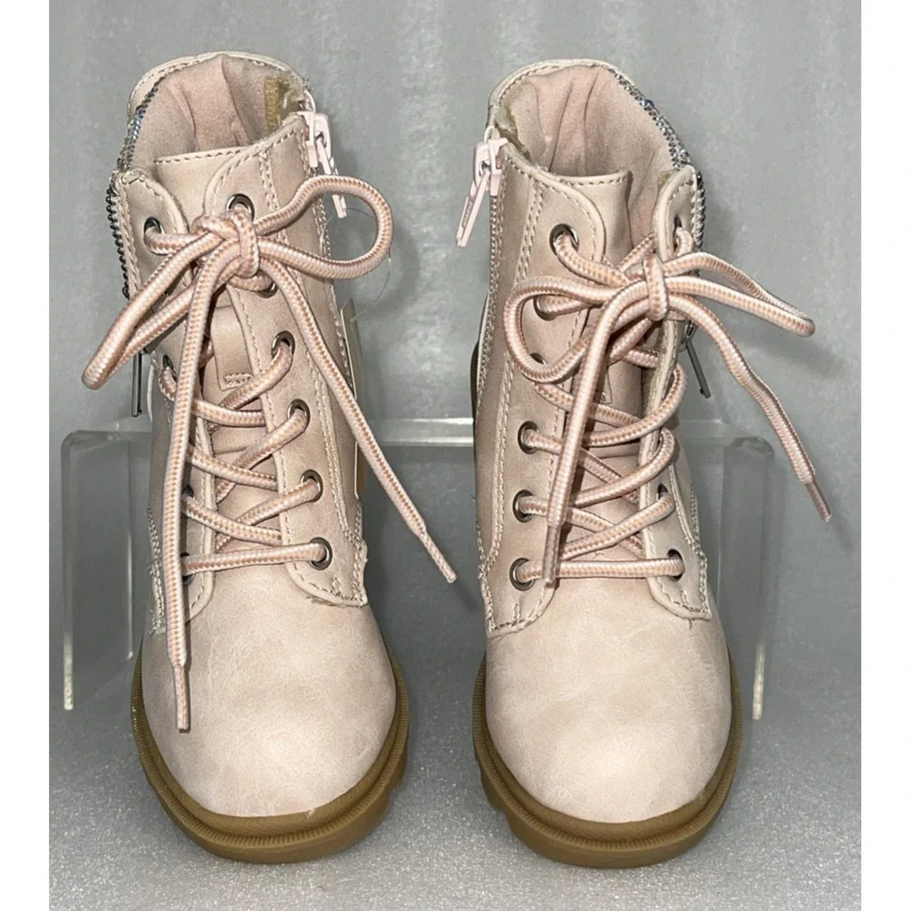 Therabouts‎ Kinsley Pink Rhinestone Hiker Block Heel Boots Girls Size 11 NEW